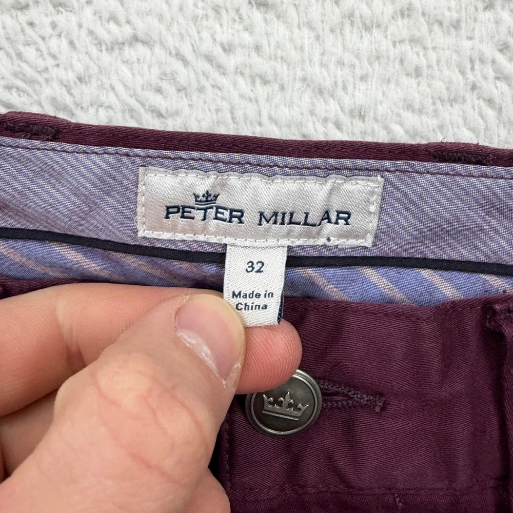 Peter Millar Mens 32 Burgundy Cotton Modal Stretch 5-Pocket Straight Leg Pants